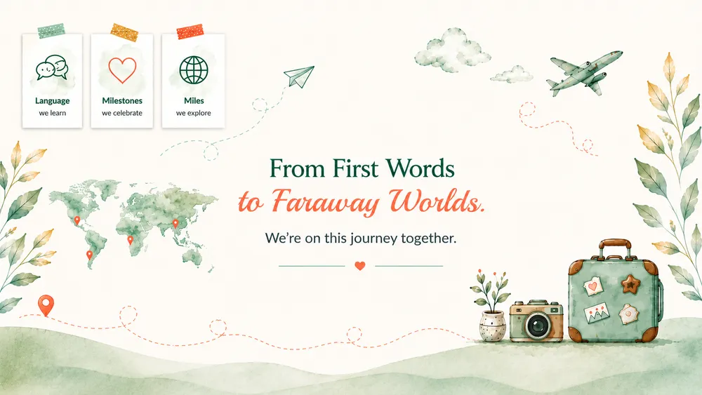 Mozhi & Miles banner: From First Words to Faraway Worlds. We’re on this journey together.
